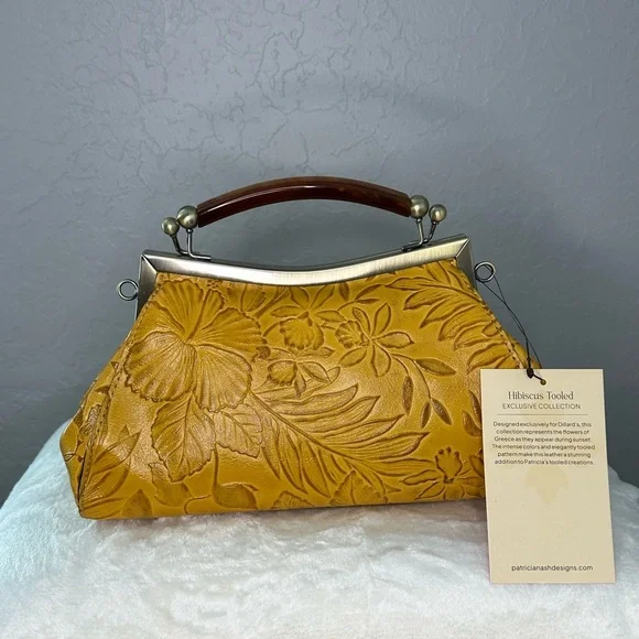 Patricia Nash Mustard Floral Embossed - Picture 2 of 13